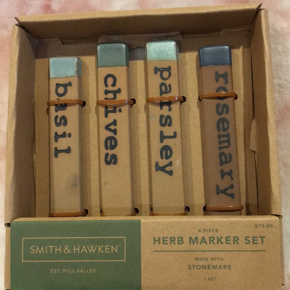 Smith & Hawken Ceramic Garden Herb Marker Boxed Set NWT Stoneware 6x6.5” - Picture 13 of 15